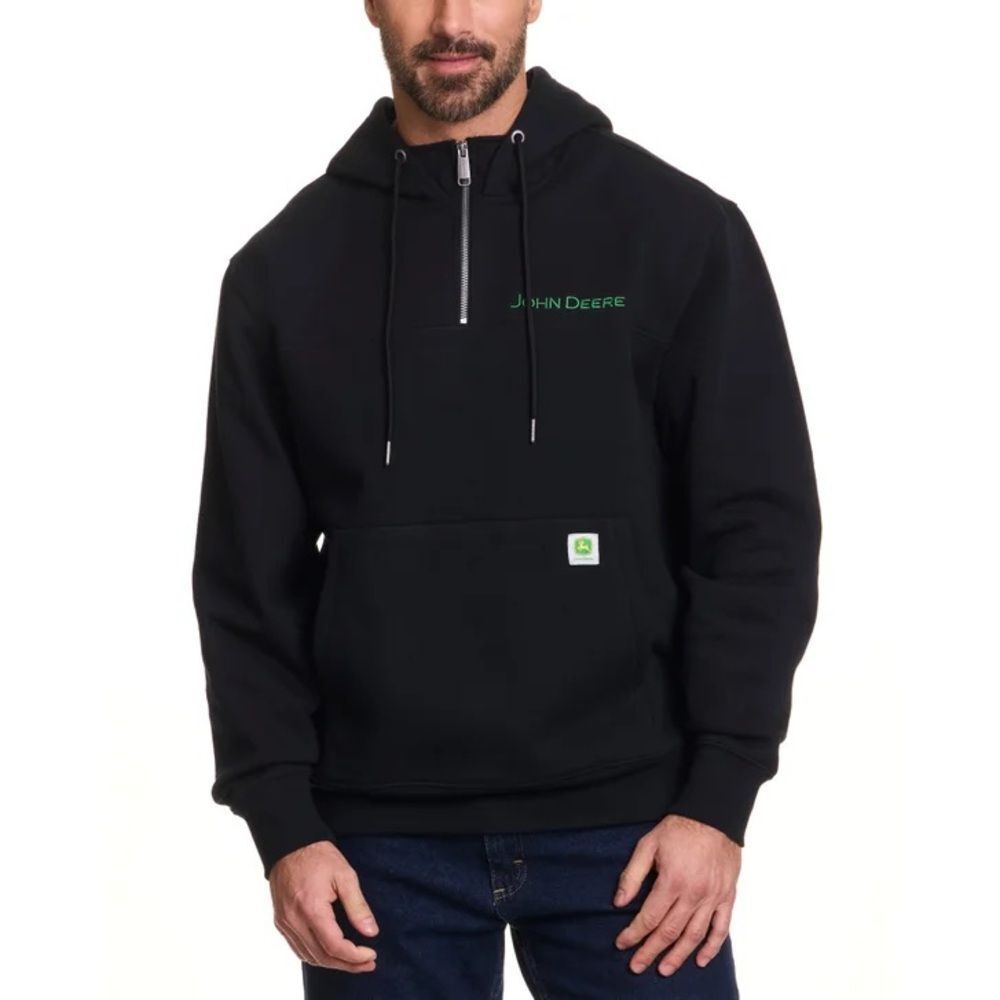 NEW John Deere Black Men's 1/4 Zip Hoodie - Picture 8 of 8